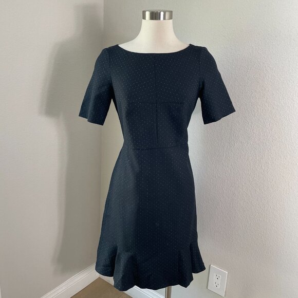 Ann Taylor Womens 6 Petite Short Sleeve Peplum Hem Sheath Dress Wool Blend - Picture 1 of 11